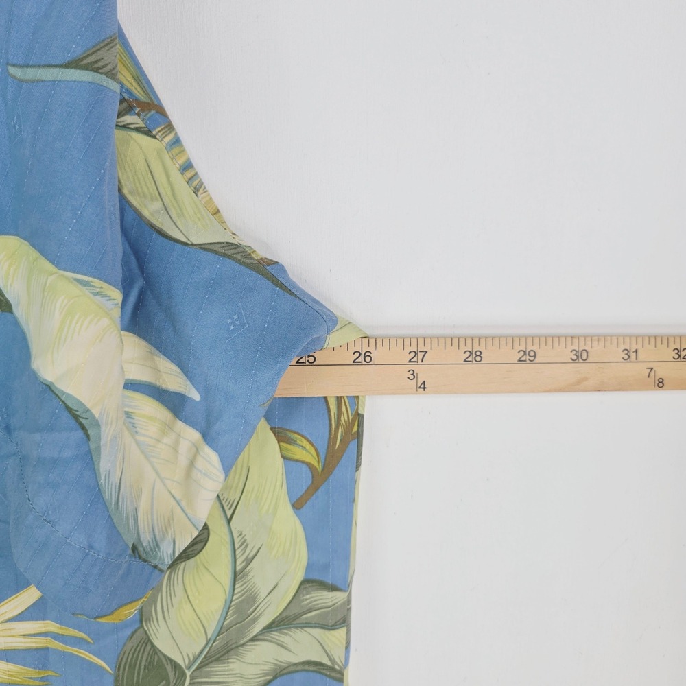 Tommy Bahama Mens XL Silk Tropical Palm Leaf Button Down Shirt Blue Short Sleeve - Picture 5 of 10
